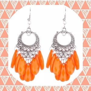 🧡NEW Fashion Bohemian SILVER/ ORANGE EARR